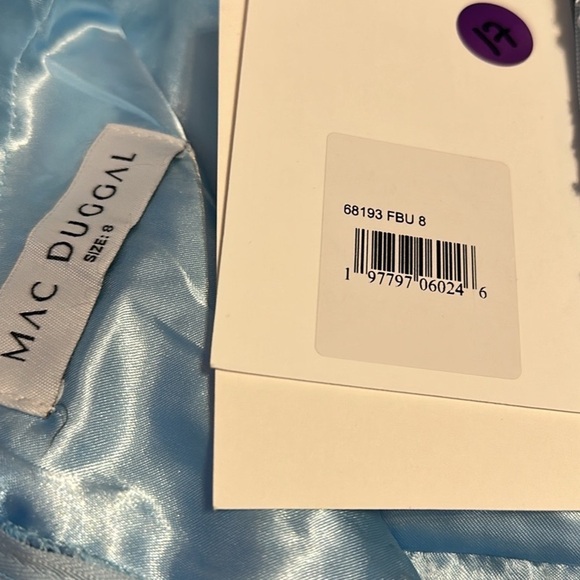 MAC DUGGAL Applique High Neck Puff Sleeve A Line Dress NWT - Picture 11 of 11